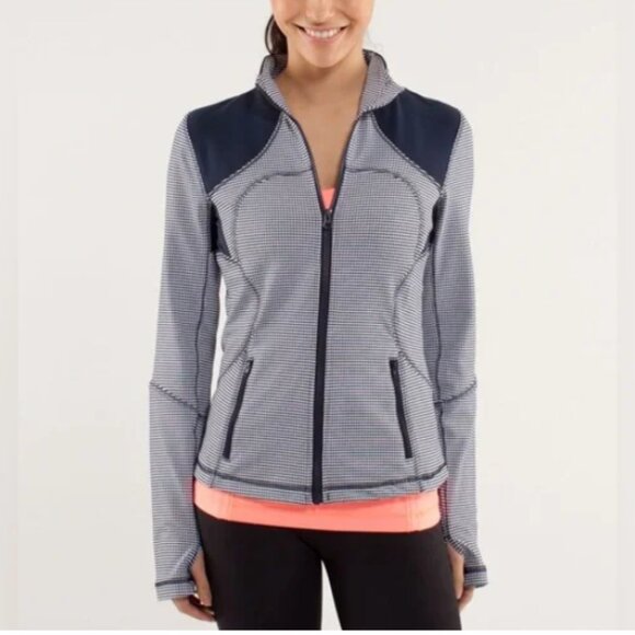 Lululemon Gingham Forme Jacket Inkwell Size 8 - Picture 2 of 14